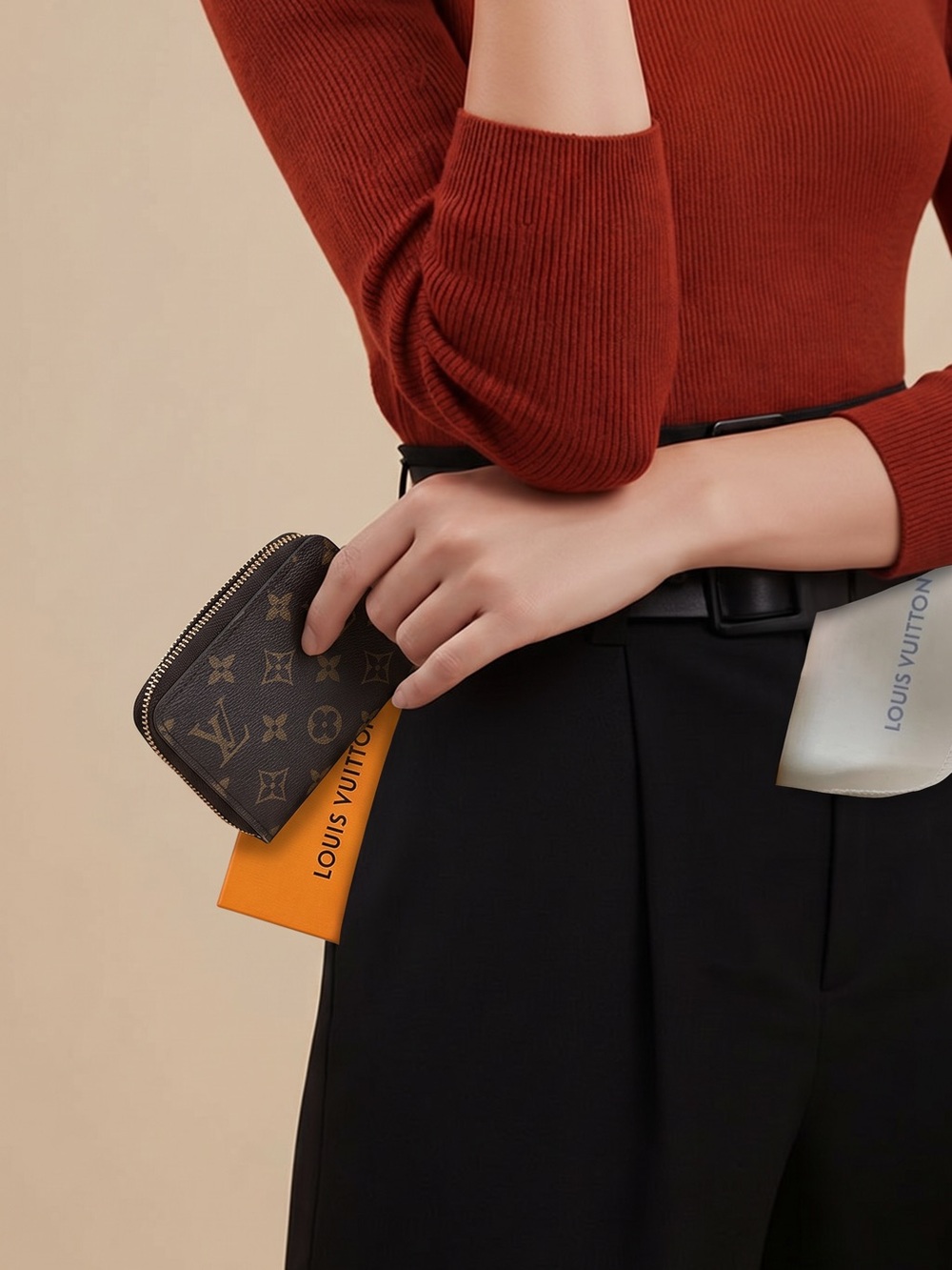 Louis Vuitton Black Wallet with Gold Hardware